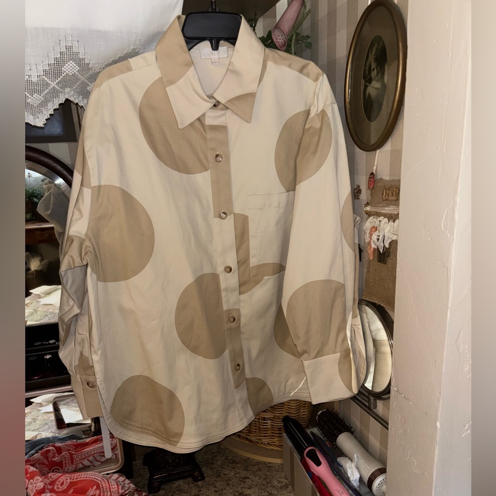 Polka Dot Button-Up Blouse